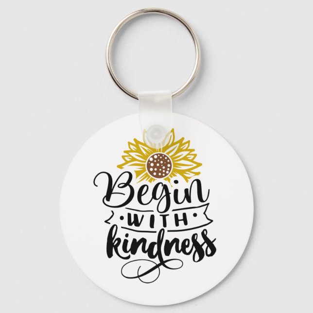 Llavero Girasol | Comenzar con amabilidad (Anverso)