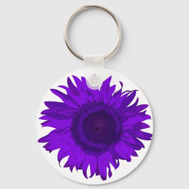Llavero Girasol de arte pop morado (Anverso)
