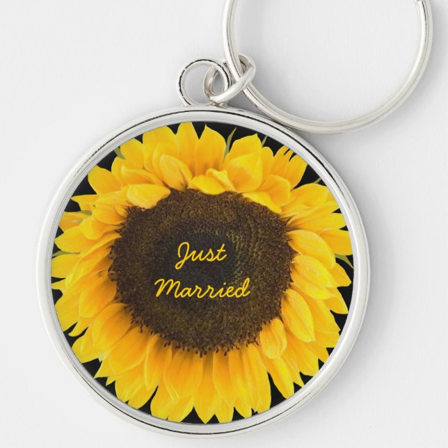 Llavero Girasol en Black Keychain recién casado (Frente)