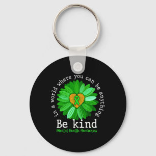 Llavero Girasol Verde Sé Amable Camiseta Conciencia Salud 