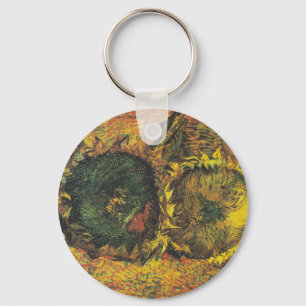 Llavero Girasoles de Van Gogh - Arte Floral Dorado Vintage