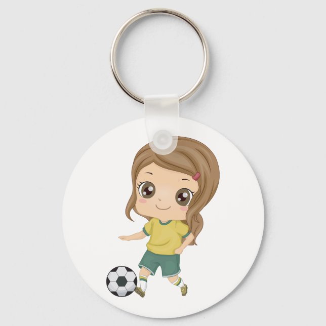 Llavero Girl Playing Soccer Adorable Kids Sports (Anverso)