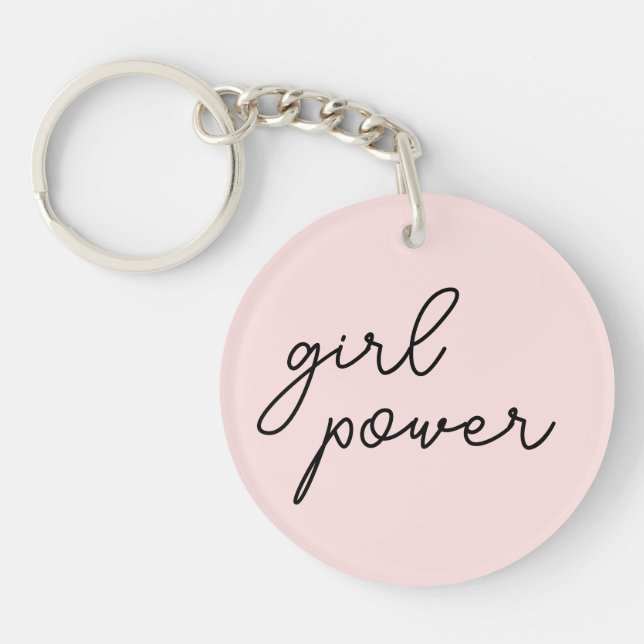 Llavero Girl Power Vibes | Blush Pink Feminist Keychain (Frente)