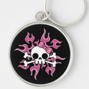 Llavero Girlie Flaming Skull