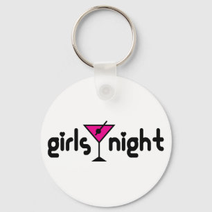 Llavero Girls Night Keychain with Pink Martini Graphic