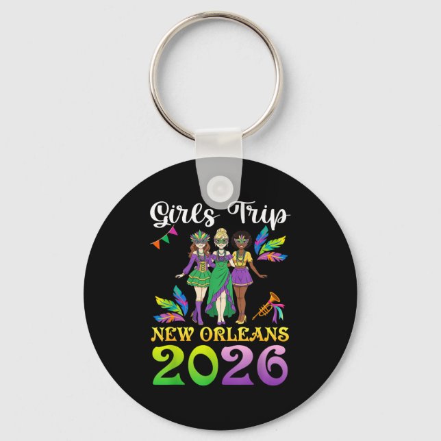 Llavero Girls Trip New Orleans 2026 Mardi Gras Day Squad T (Anverso)