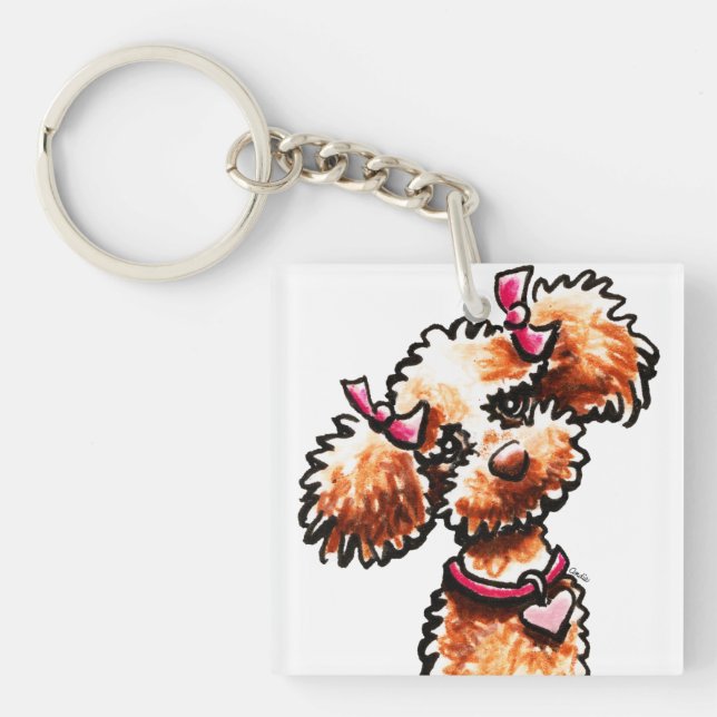 Llavero Girly Apricot Poodle Off-Leash Art™ (Frente)