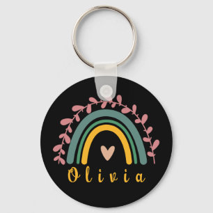 Llavero Girly Boho Rainbow con nombre personalizado