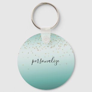 Llavero Girly Glam Gold Sparkle Confetti Mint Ombre person