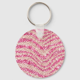 Llavero Girly Pink Blush Glitter Zebra Pattern            