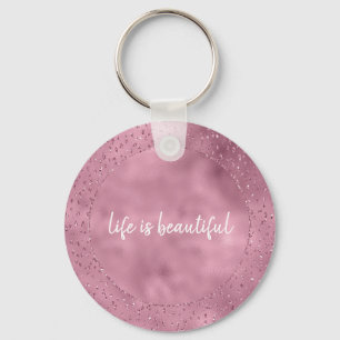 Llavero Girly Pink Glitzy Purpurina Sparkle personalizado