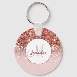 Llavero Girly Rosa Purpurina de oro Esparkles Monograma No