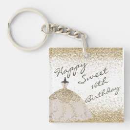 Llavero Girly White Golden Ball Gown Sweet 16th Birthday K