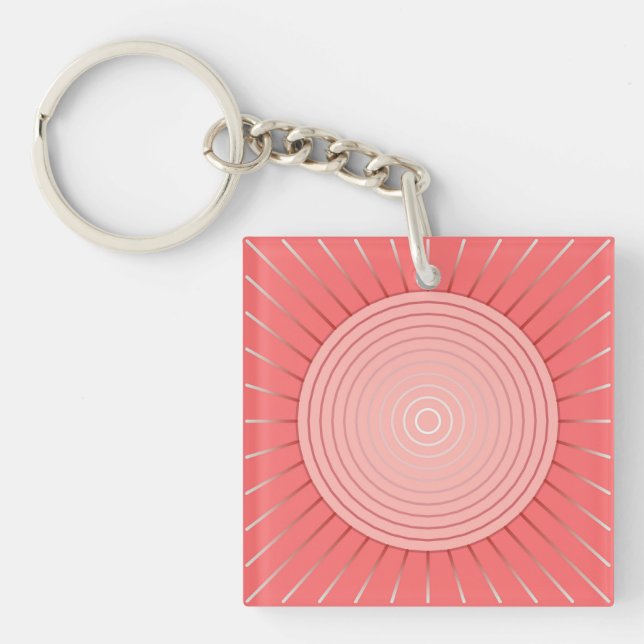 Llavero Giro geométrico moderno - Rosa de coral profundo (Frente)