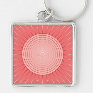 Llavero Giro geométrico moderno - Rosa de coral profundo