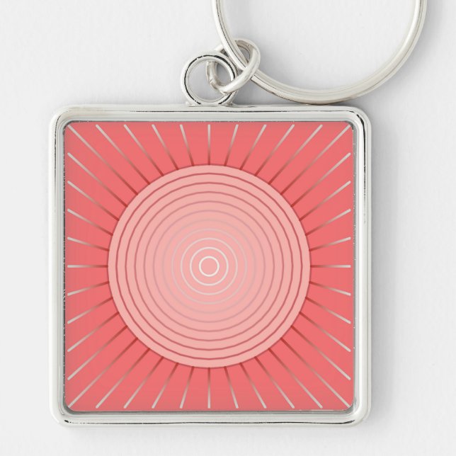 Llavero Giro geométrico moderno - Rosa de coral profundo (Frente)