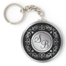 Giros plateados en Boda negro monogramados