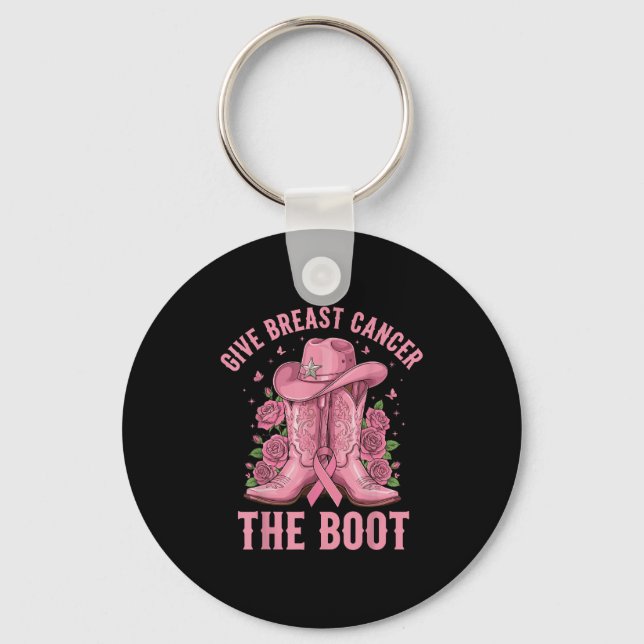 Llavero Give Breast Cancer The Boot Cowgirl Cancer Awarene (Anverso)
