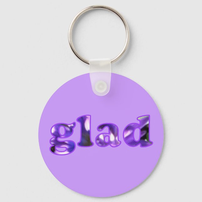 Llavero Glad spelled with purple flowers keychain (Anverso)