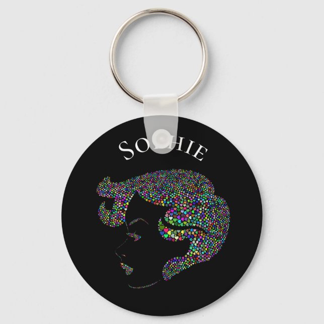 Llavero Glam chica con corazones nombre personal (Anverso)