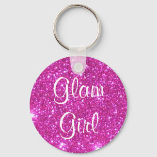 Llavero Glam Chica Pink Sparkle Sparkly Purpurina Girly Re