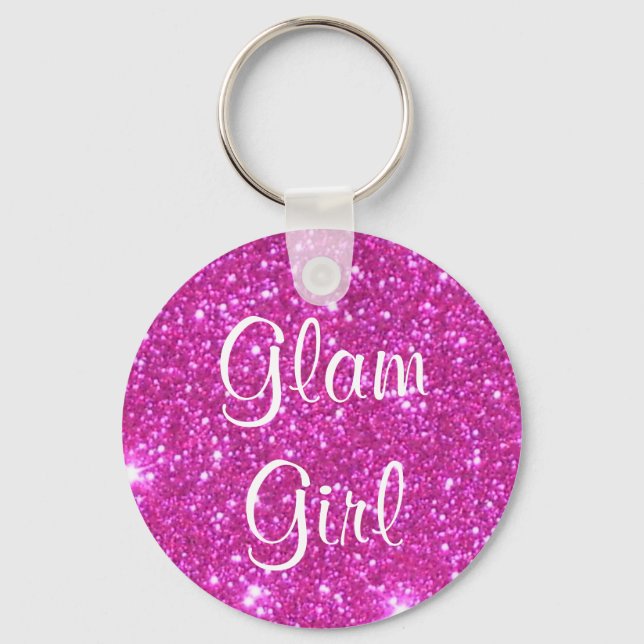 Llavero Glam Chica Pink Sparkle Sparkly Purpurina Girly Re (Anverso)