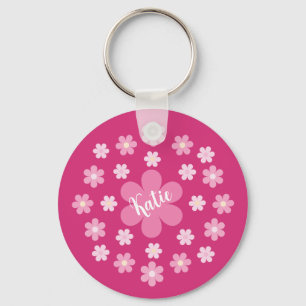 Llavero Glam de flor rosa