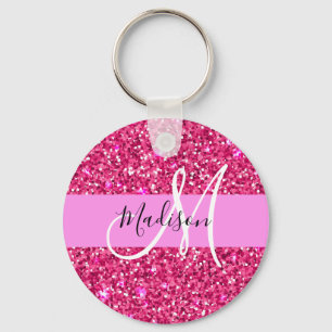 Llavero Glam Girona Purpurina Rosado Caliente Sparkles Nom