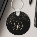 Llavero Glam Gold Purpurina Diamond Sparkle Elegant Monogr<br><div class="desc">Crea tus propias cadenas de brillo de diamante negro y oro personalizadas con tu monograma y nombre personalizado.</div>