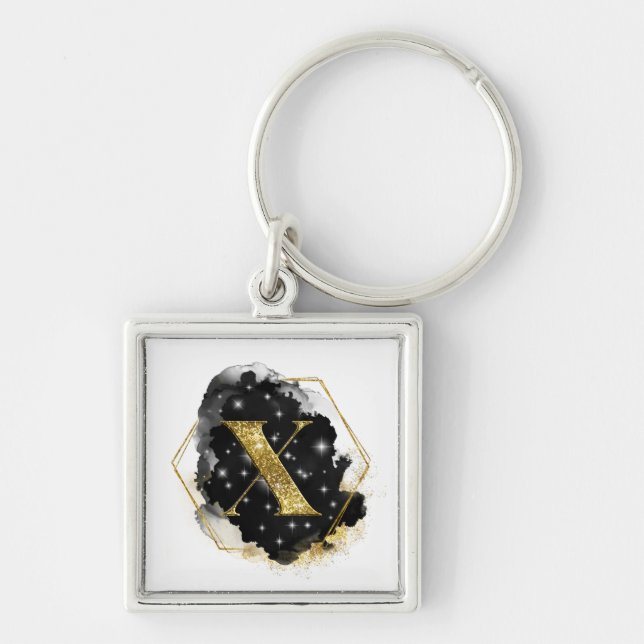 Llavero Glam Gold Purpurina X Monograma Keychain (Frente)