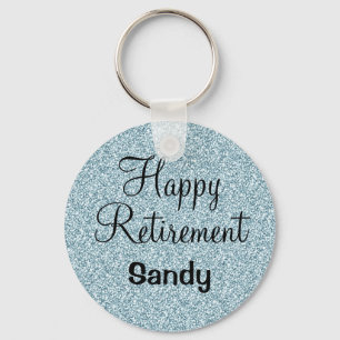 Llavero Glam Happy Retirement Blue Silver Purpurina Sparki