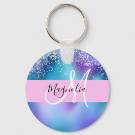 Llavero Glam Holographic Mermaid Glitter Sparkle Monogram