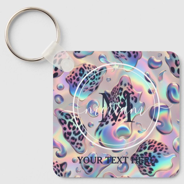 Llavero Glam Opal Leopard Print Girly Keychain (Anverso)