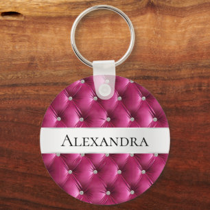 Llavero Glam Pink faux Velvet Luxury Name