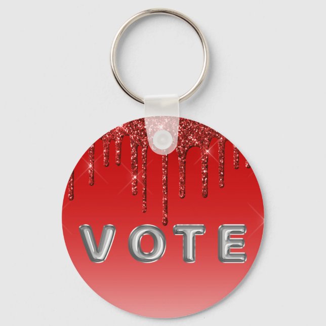 Llavero Glam Red Glitter Drip  (Anverso)