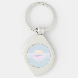 Llavero Glam Retro Personalizado Hielo Azul y Ópalo