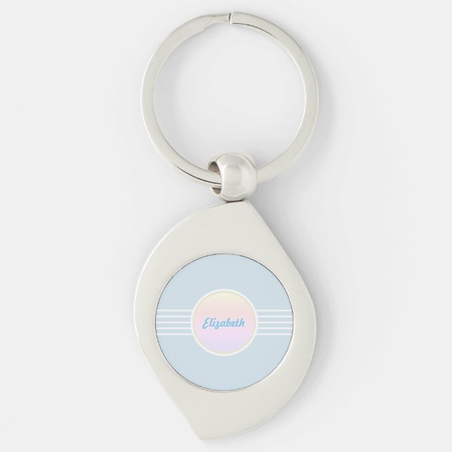 Llavero Glam Retro Personalizado Hielo Azul y Ópalo (Anverso)