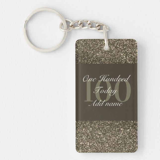 Llavero Glamoroso keychain personalizado de cumpleaños 100 (Frente)