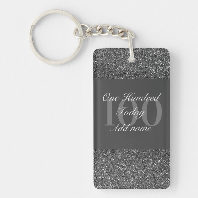 Llavero Glamoroso keychain personalizado de cumpleaños 100 (Frente)