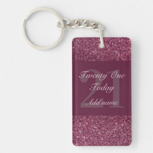 Llavero Glamoroso keychain personalizado de cumpleaños 21
