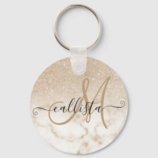 Llavero Glamoroso Oro Purpurina Blanco Marble Gradiente Om