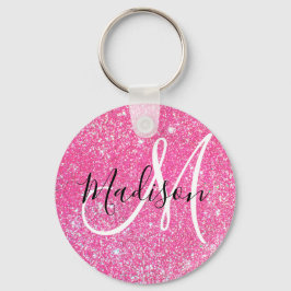 Llavero Glamour Femenino Rosa Brillante Purpurina Monogram