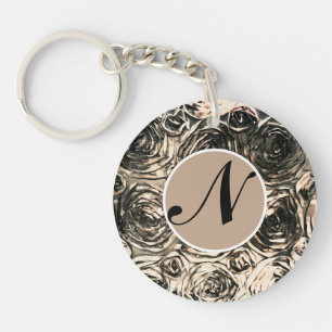 Llavero Glamour Rosas Bronce Dorado Floral Rústico Glamour