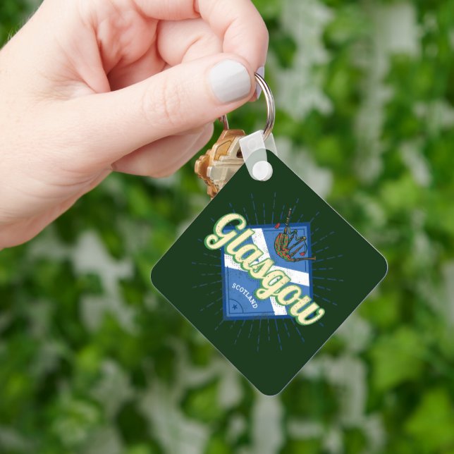 Llavero Glasgow UK City Scotland Retro Bagpipes Vintage (Mano)
