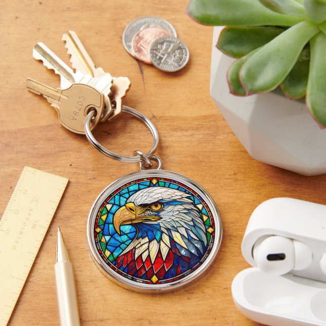 Llavero Glass Patriótico Bald Eagle Seted (Escritorio )