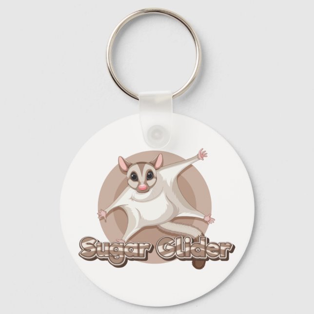 Llavero Gliding Sugar Glider Cartoon Art (Anverso)