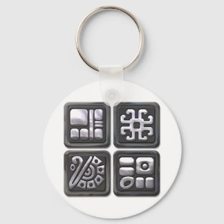 Llavero Glifos mayas-negro y plata