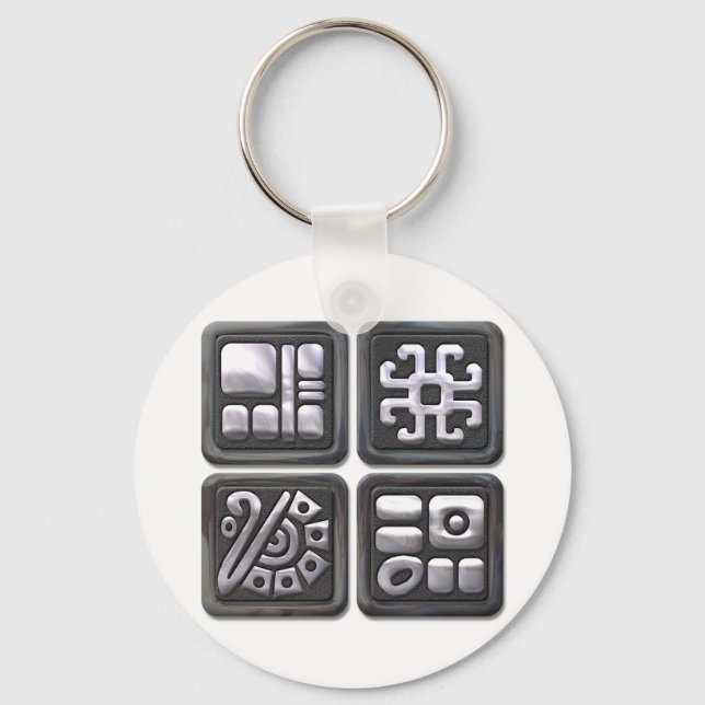 Llavero Glifos mayas-negro y plata (Anverso)