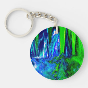 Llavero Glitch fundido (azul y verde)
