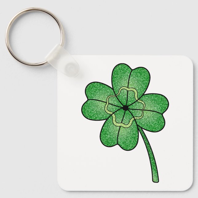 Llavero Glitter Four Leaf Clover (Anverso)